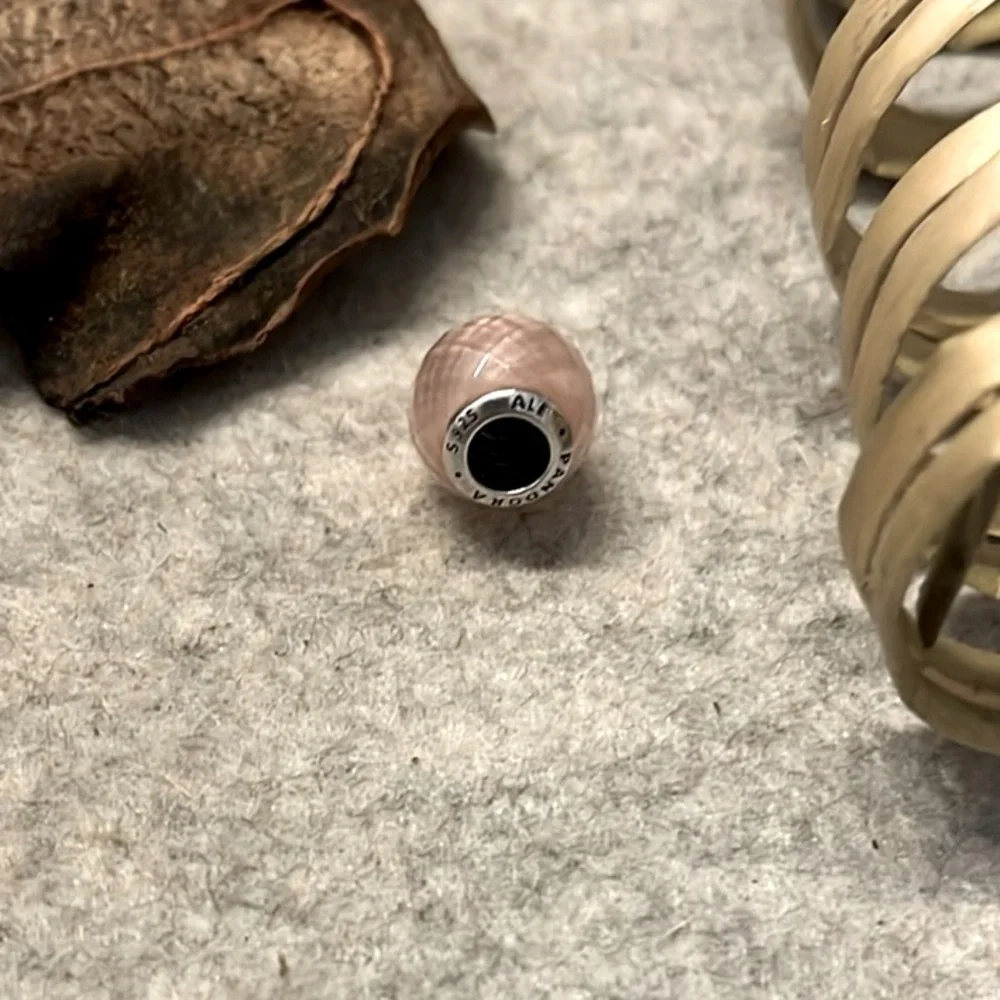 PANDORA Petite Facets Charm with Pink Zirconia Authentic Silver Sparkling - Picture 5 of 11